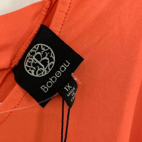 Bobeau Nordstrom Cross Back Top ¾ Dolman Sleeve Coral Orange Size 1X NEW - Picture 5 of 7